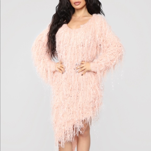 fringe sweater dress